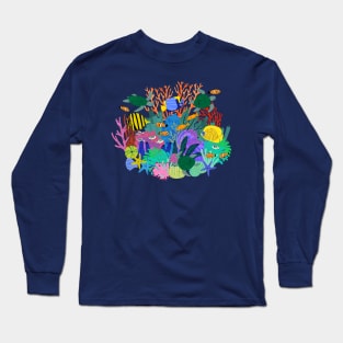 Coral Reef - multicoloured Sealife pattern by Cecca Designs Long Sleeve T-Shirt